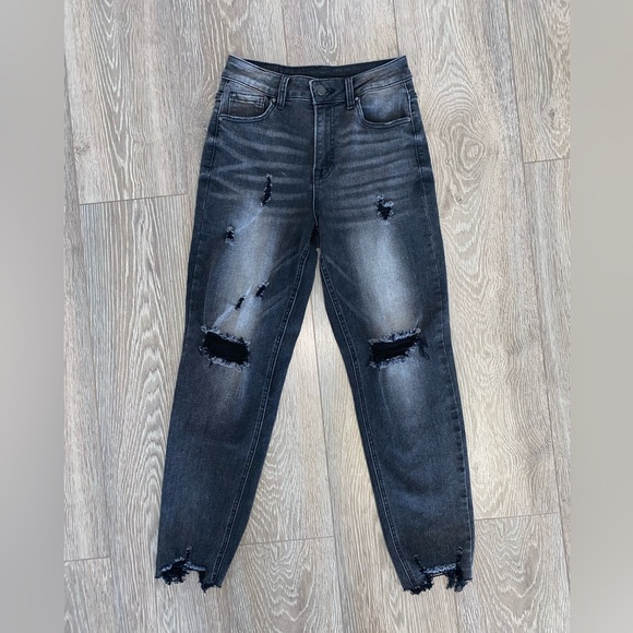 RISEN HIGH RISE DISTRESSED BOYFRIEND JEANS - Picture 1 of 2